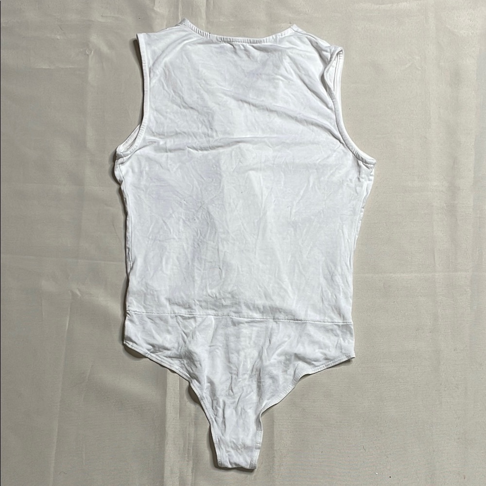 WASABITMINT White V-neck Faux Wrap Top - Picture 9 of 9